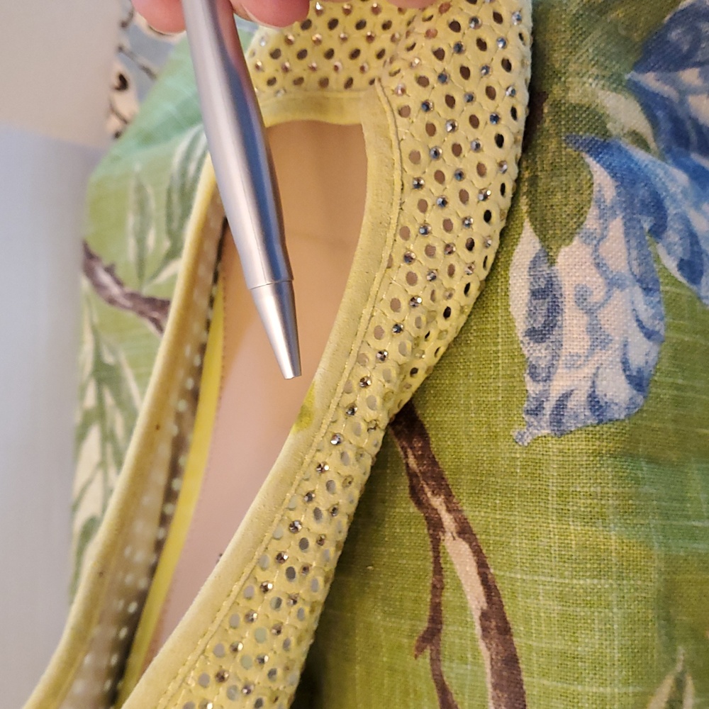 Antonio Melani Yellow Leather Ballet Flats with Rhinestones, Size 10 Medium - Picture 11 of 14